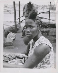 African threaded hair: how can you do this to a 5 yr old? (C) Richard Wright 1953