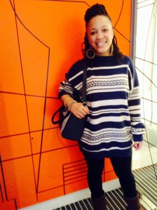Beautiful Sarra: rocking the oversized pattern jumper and kinky twists with style